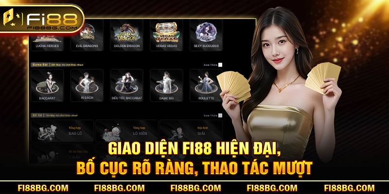 Giao diện fi88 hiện đại, bố cục rõ ràng, thao tác mượt